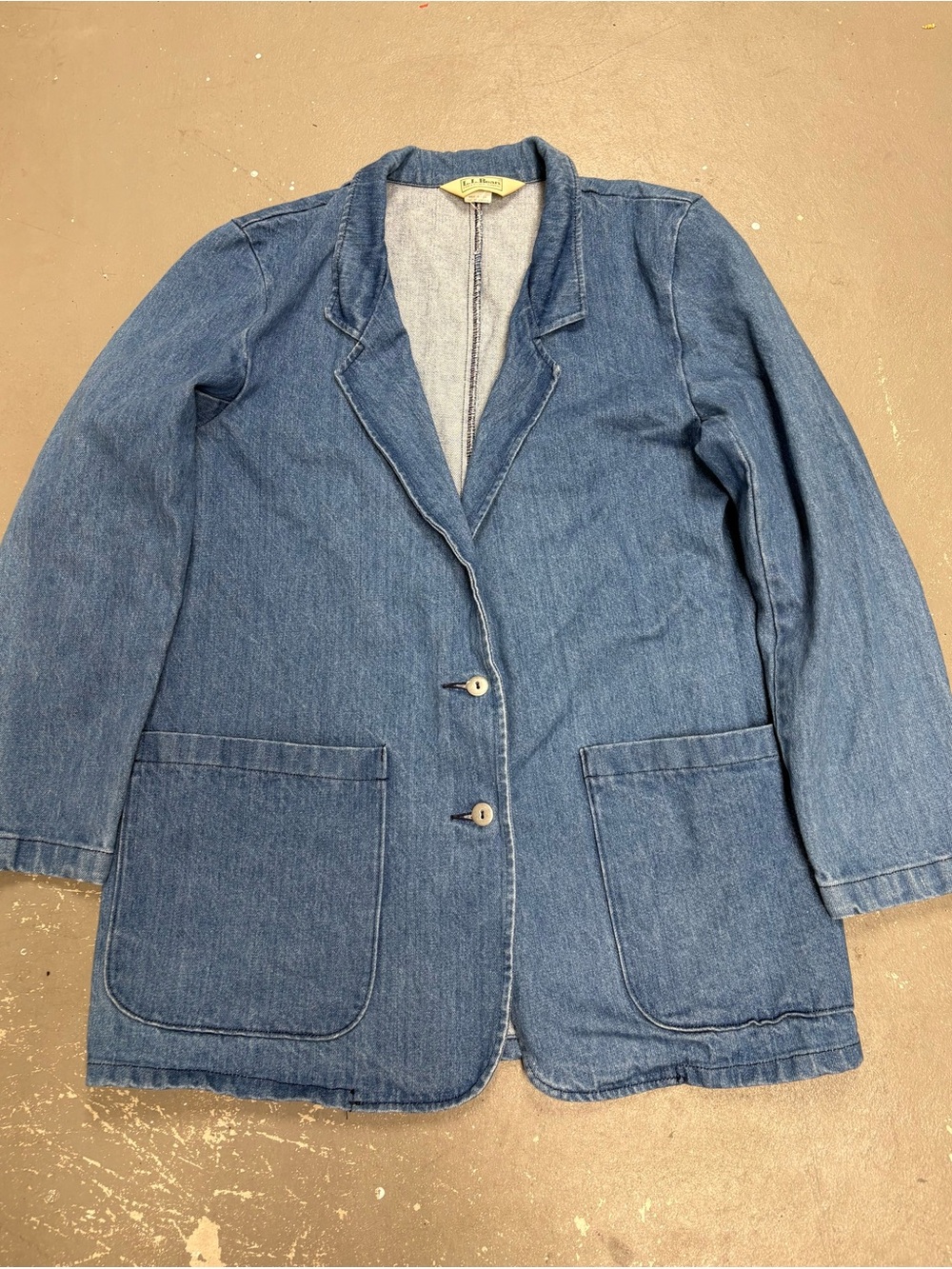 Vintage 90s L.L. Bean Made in USA Blue Denim Blazer Chore Jacket Womens Medium